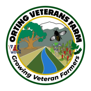 Logo for Orting Veterans Farm featuring the tagline "Growing Veteran Farmers"